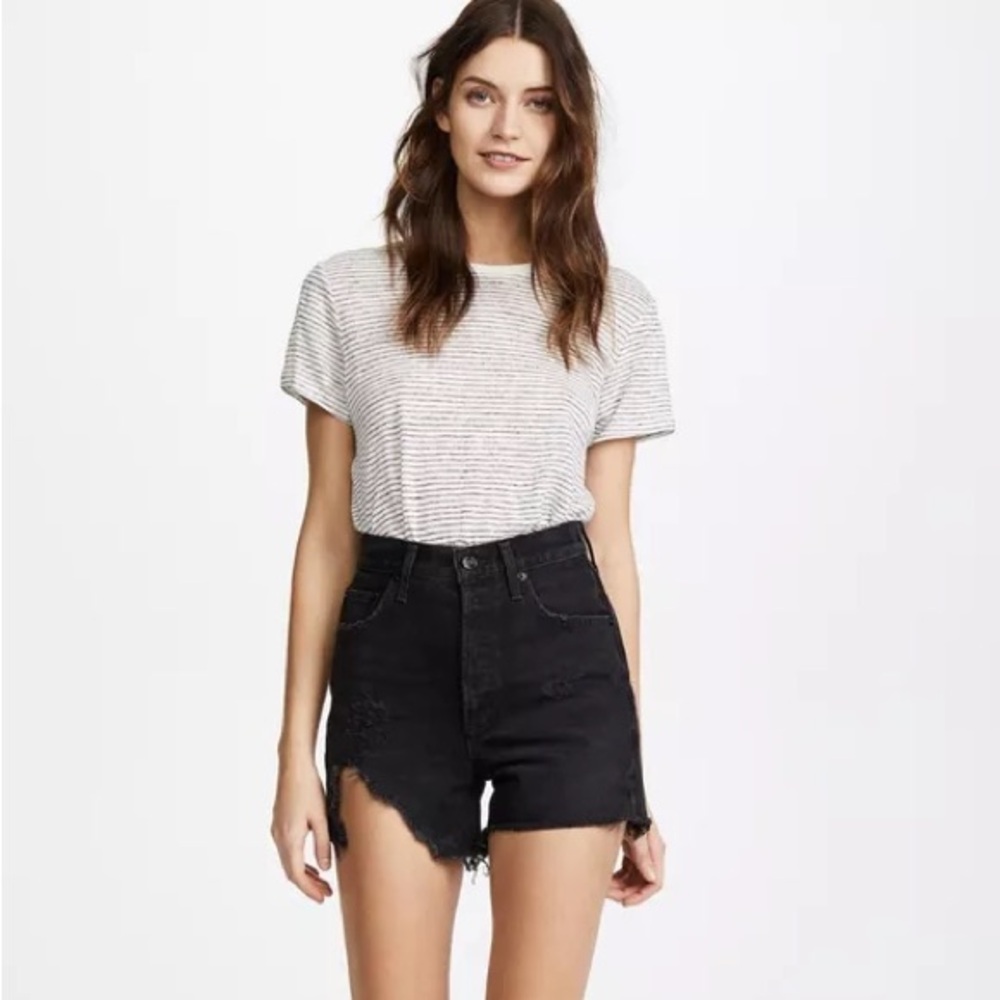 Agolde Black High Waist Women Shorts